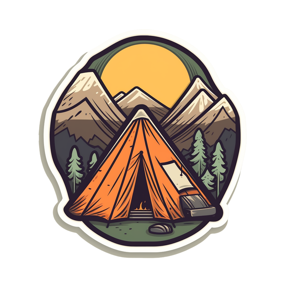 kamp logo, kamp png, buitenshuis camping groot sticker, camping sticker, kamp sticker png, ai generatief png