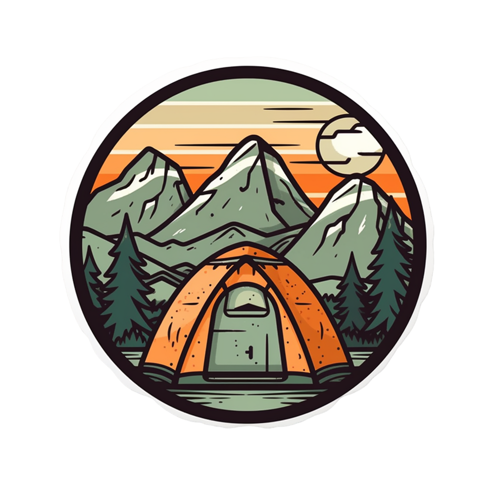 kamp logo, kamp png, buitenshuis camping groot sticker, camping sticker, kamp sticker png, ai generatief png