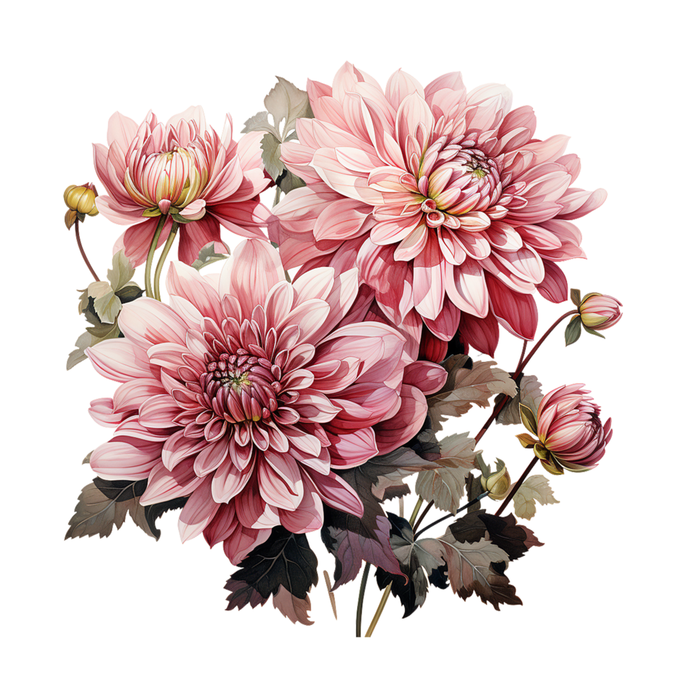 Chrysanthemum Flower, Chrysanthemum Flower Watercolor, Transparent Background, AI Generative png