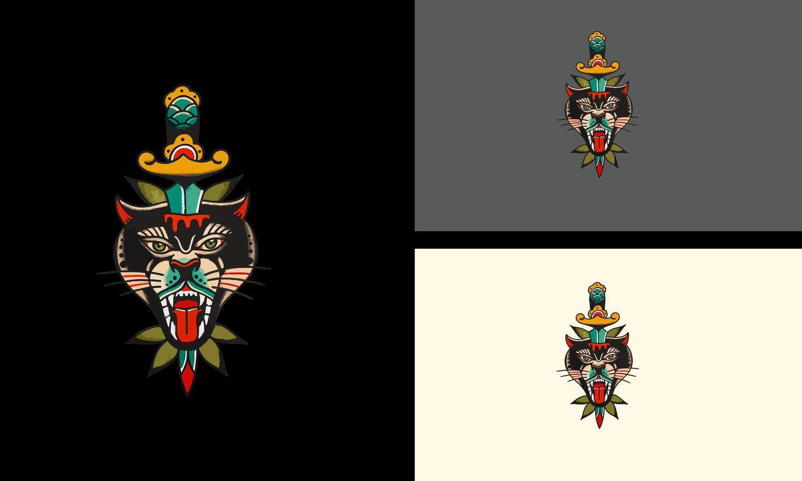 head panther and sword vector mascot design