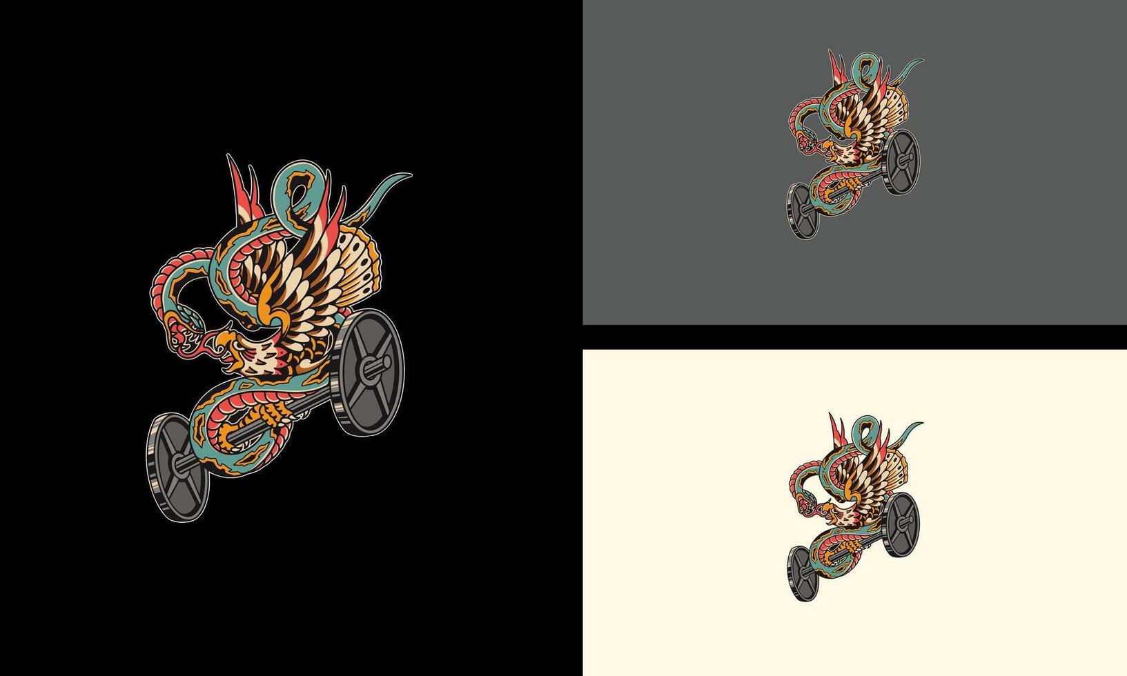 eagle and snake vector mascot design
