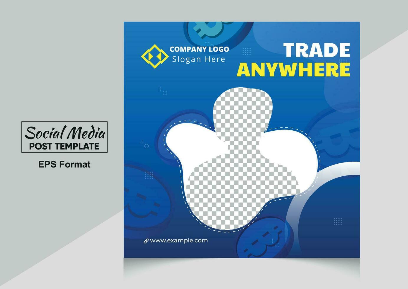 cryptocurrency social media post template design vector