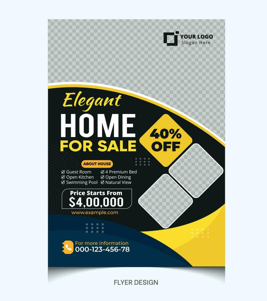 Black Real estate brochure design template vector