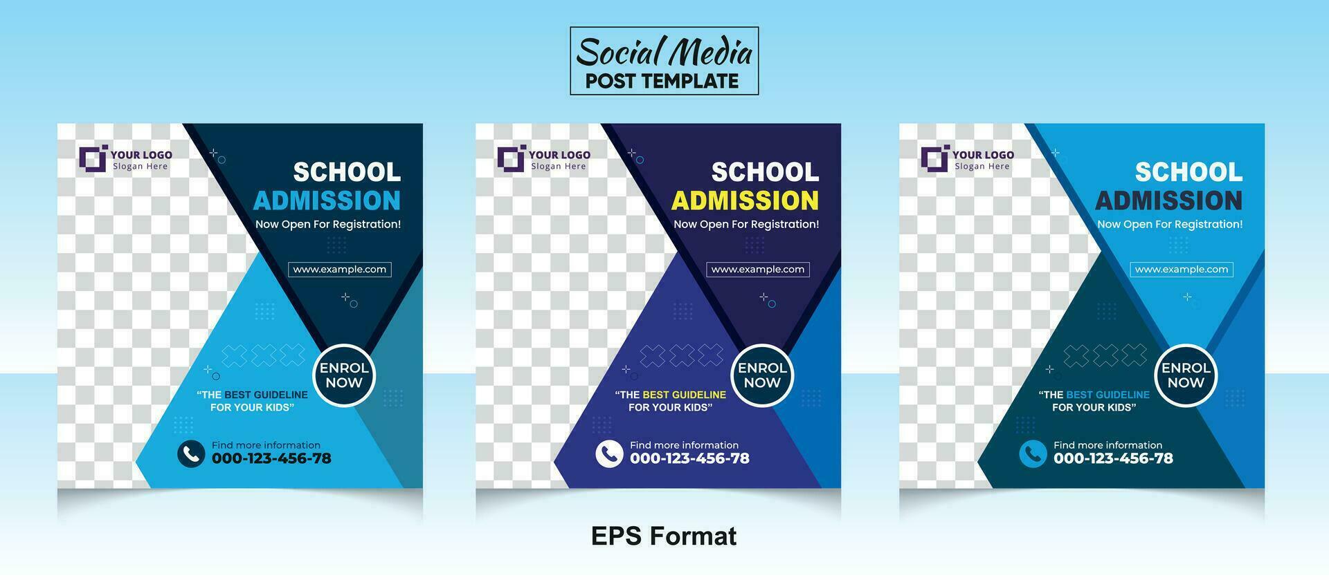 School admission social media post banner design. back to school social media post banner design set. Back to school admission promotion banner. school admission template for social media ad vector