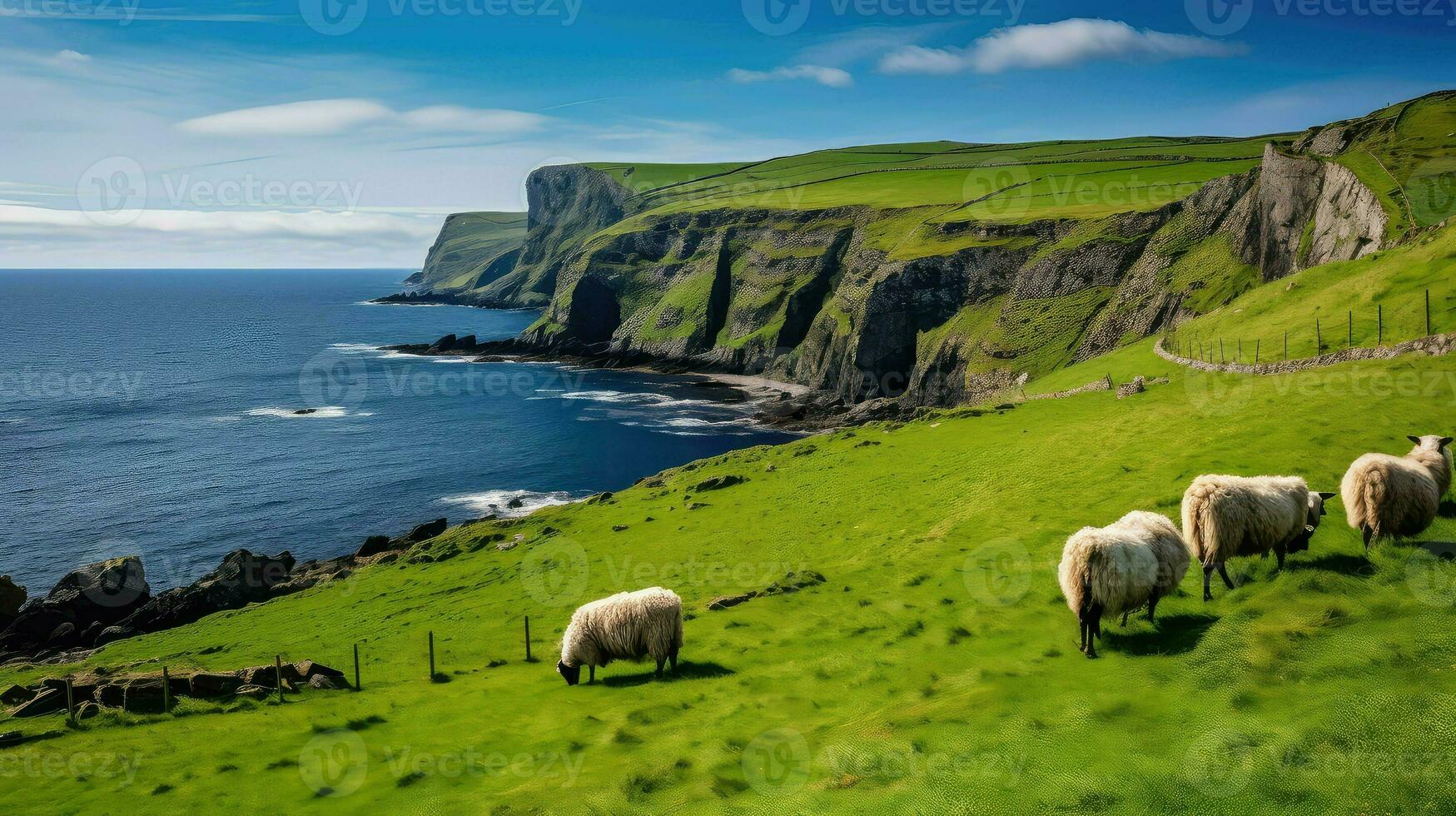 sea irish coastal countryside ai generated photo