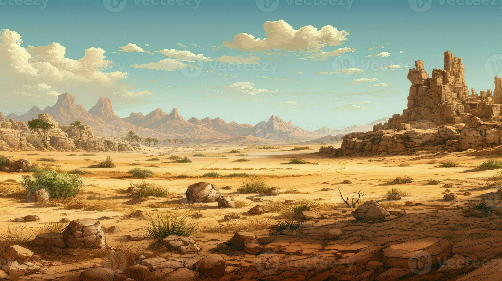 landscape syrian desert steppe ai generated photo