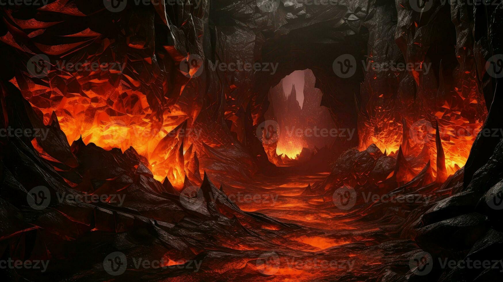 red volcanic lava tube ai generated photo