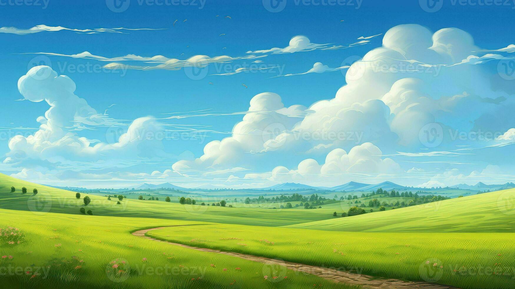 sky rolling prairie expansive ai generated photo