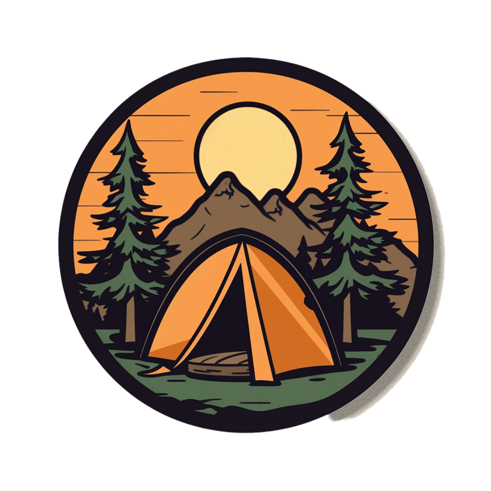 kamp logo, kamp png, buitenshuis camping groot sticker, camping sticker, kamp sticker png, ai generatief png