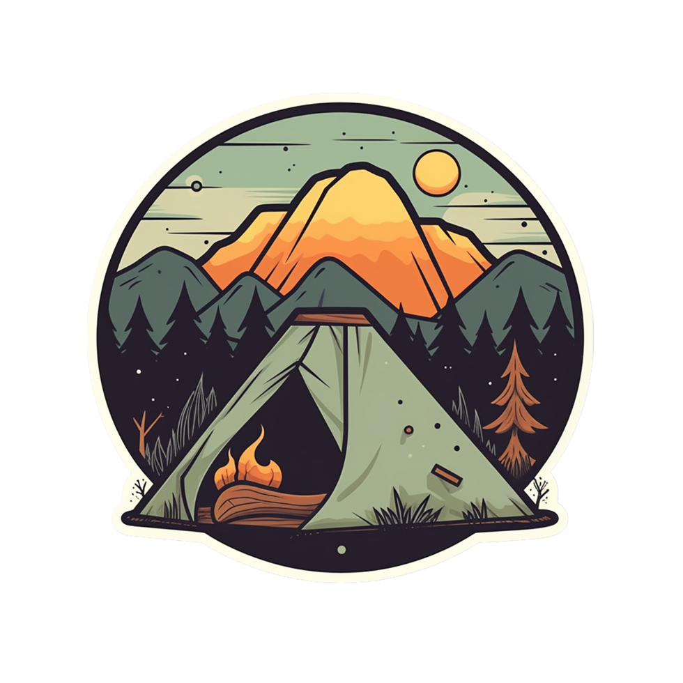 kamp logo, kamp png, buitenshuis camping groot sticker, camping sticker, kamp sticker png, ai generatief png