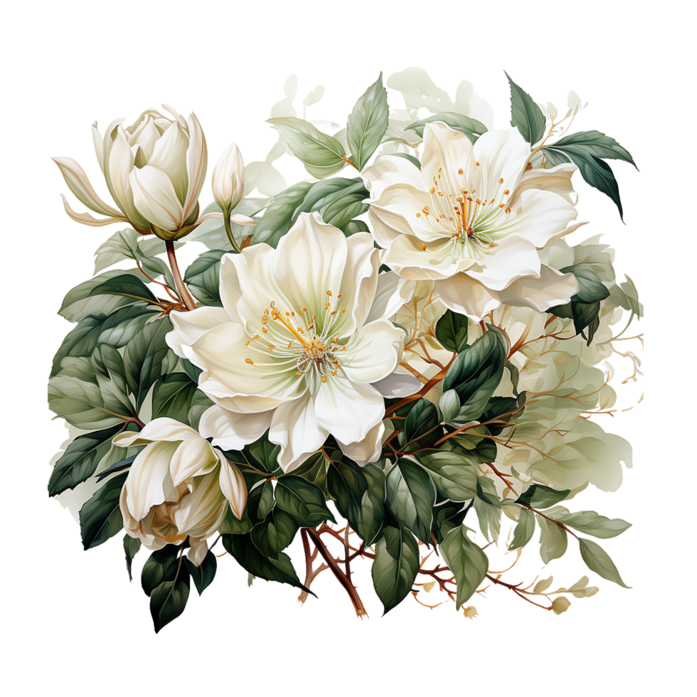 Jasmine Flower, Jasmine Flower Png, Jasmine Transparent Flower, AI Generative png