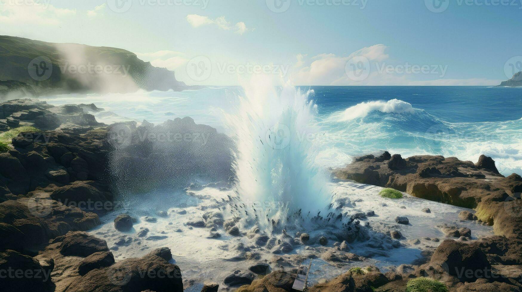 travel volcanic coastal blowholes ai generated photo