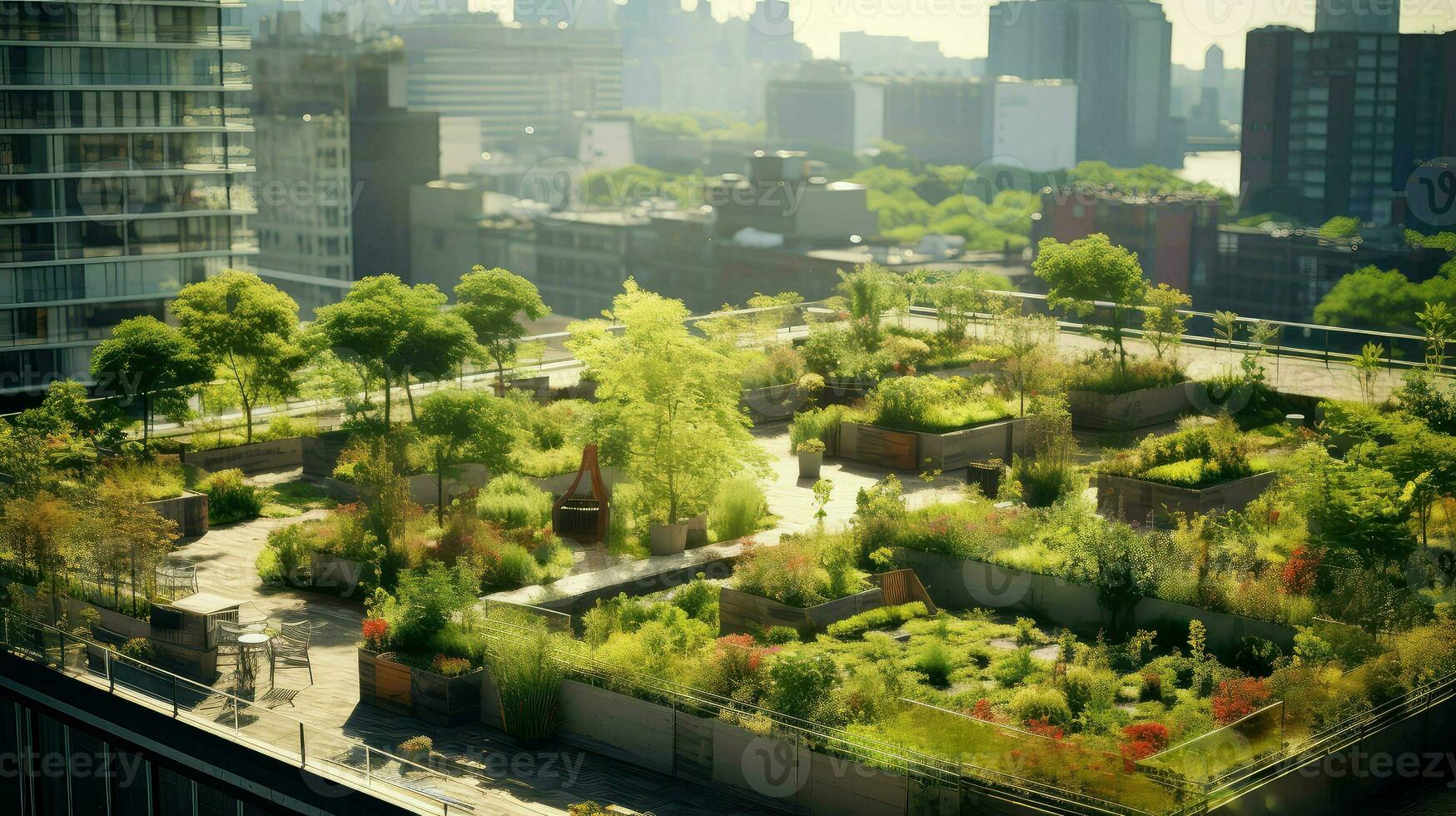 roof urban rooftop gardens ai generated 29140686 Stock Photo at Vecteezy