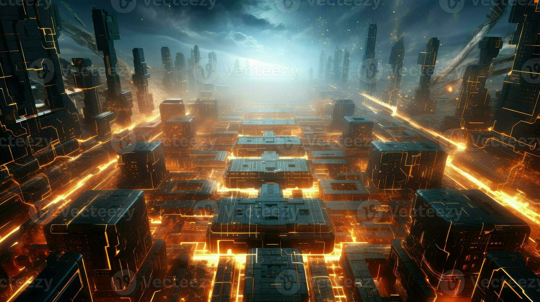 technology circuitry eruption explosion ai generated photo