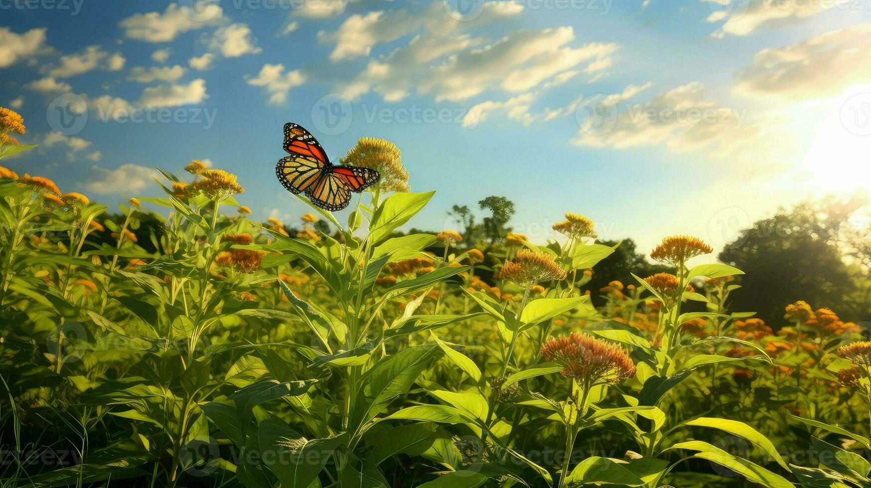 naturaleza pradera algodoncillo jardín ai generado foto