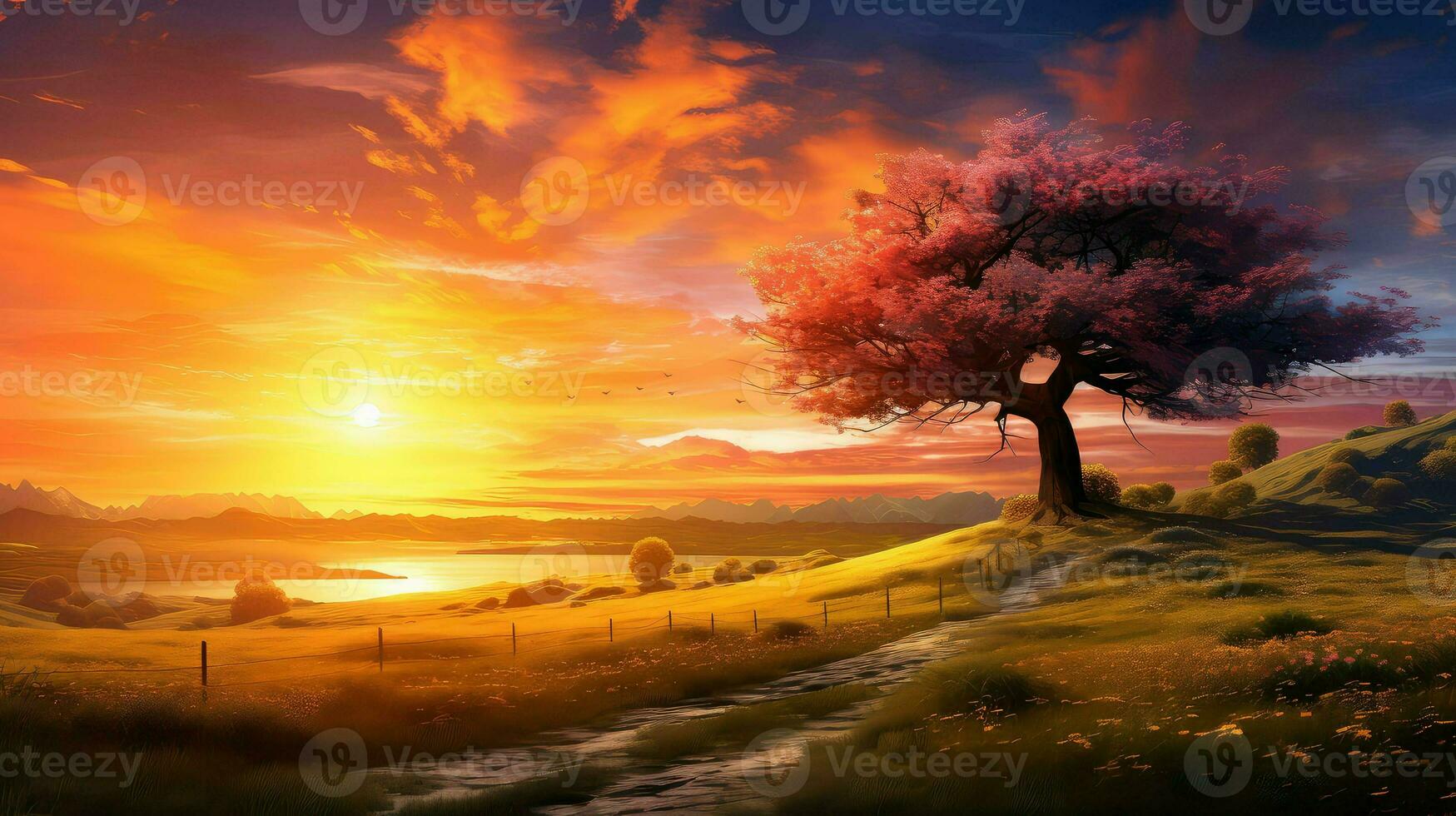 rural countryside sunsets vibrant ai generated 29140866 Stock Photo at