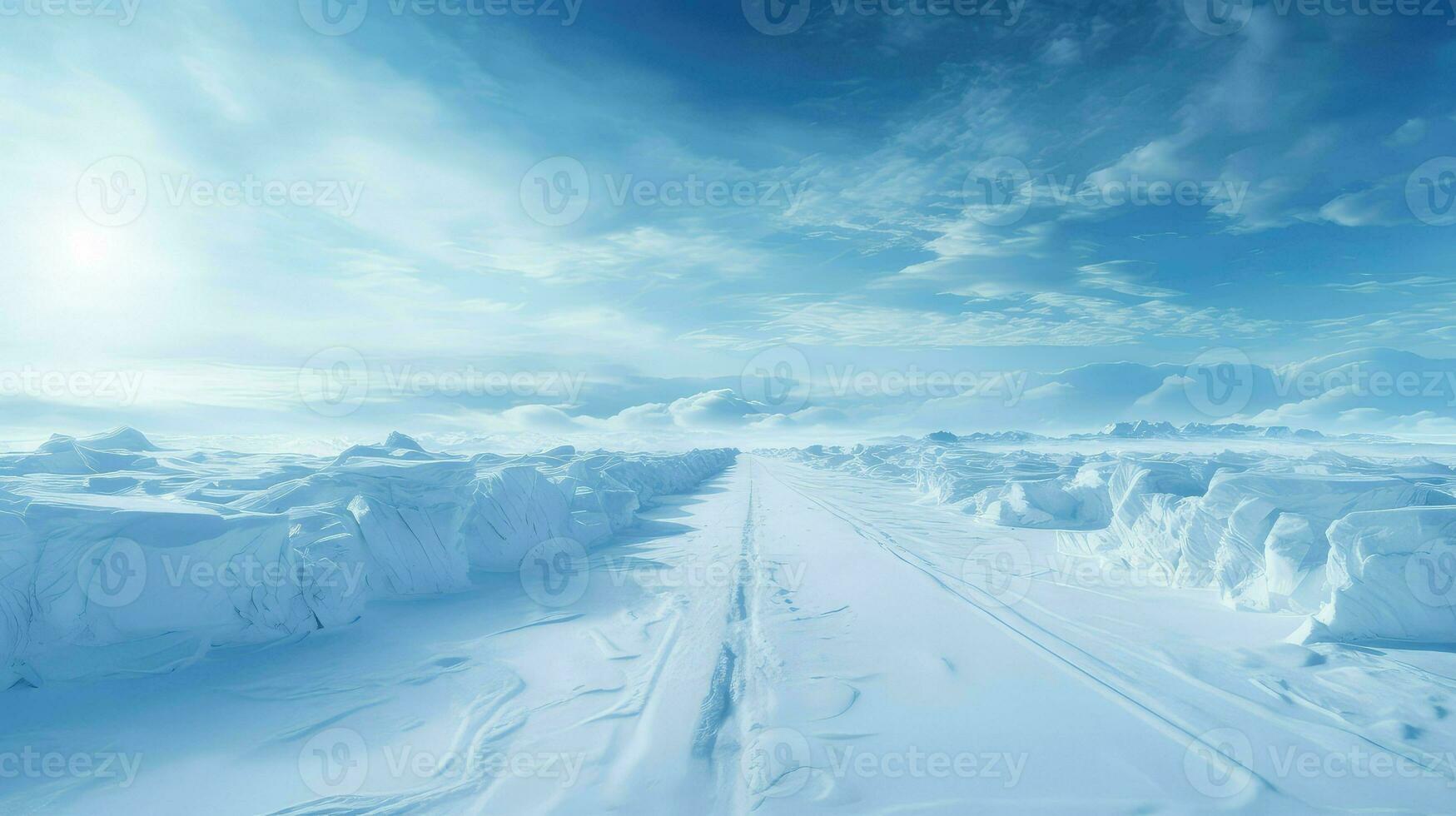 winter arctic ice roads ai generated photo