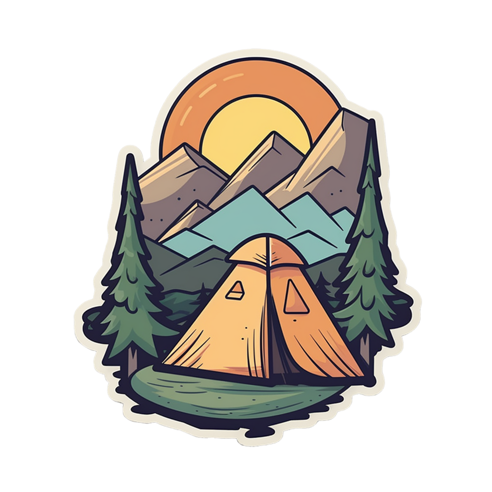 kamp logo, kamp png, buitenshuis camping groot sticker, camping sticker, kamp sticker png, ai generatief png