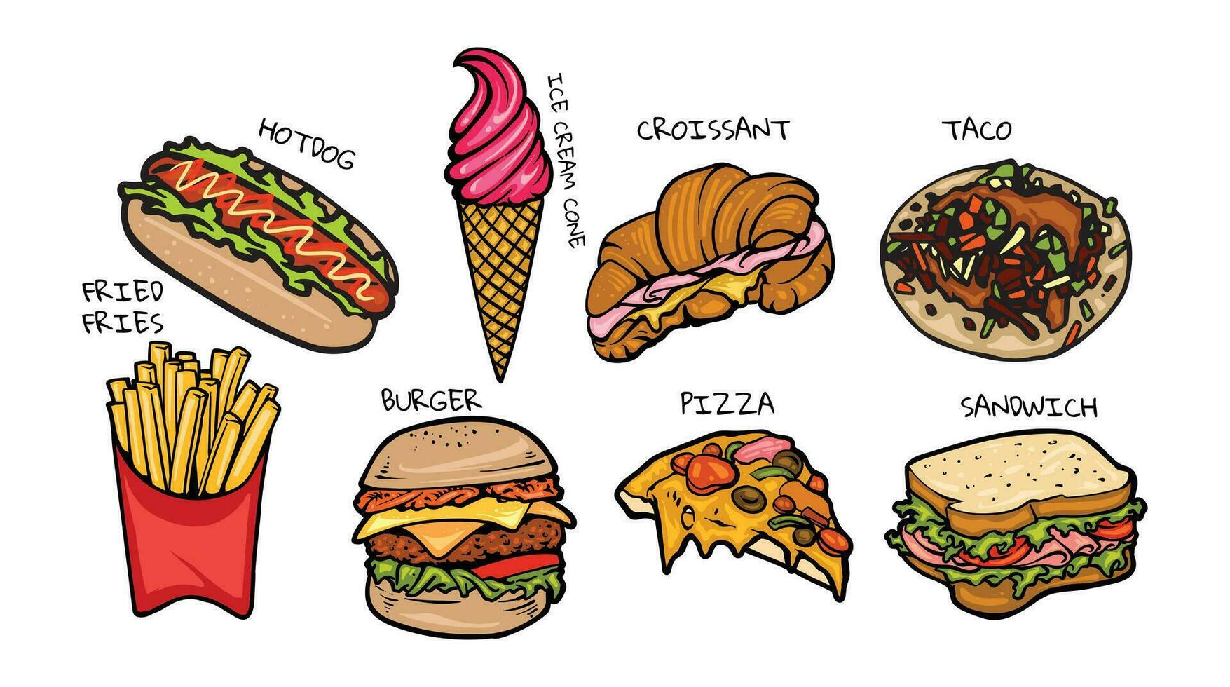 fast food element design vector