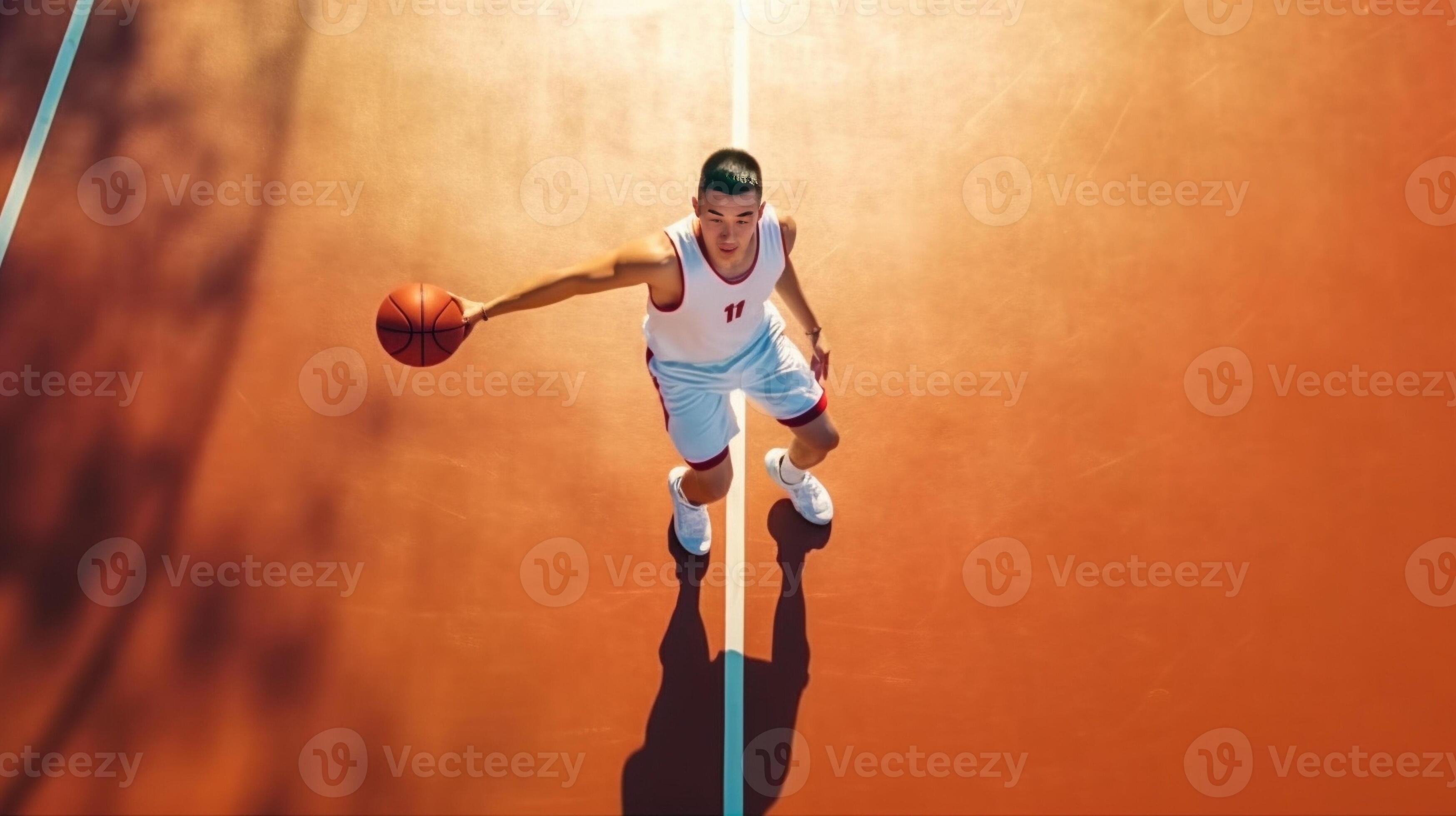 Best basketball player Top view of young man in sports clothing scoring