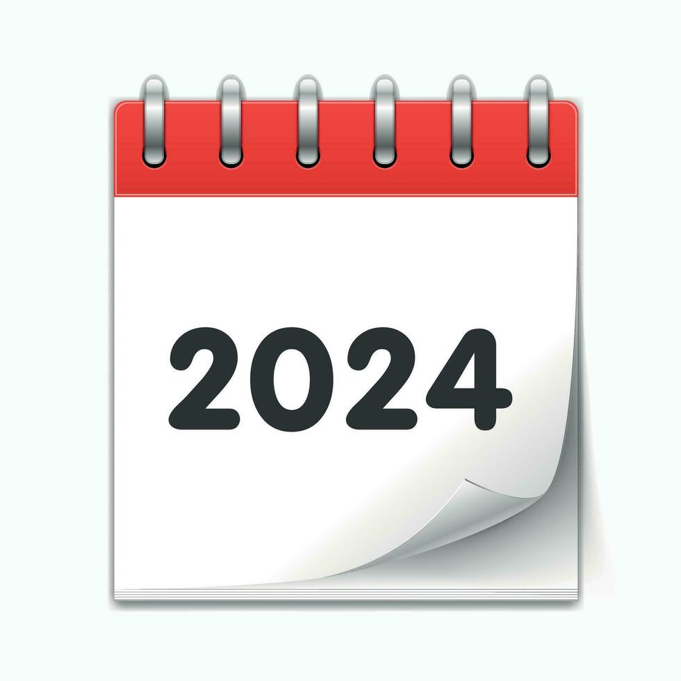 vector icono calendario año 2024. anual fecha, reunión, cita. calendario plano icono 2024. vector ilustración