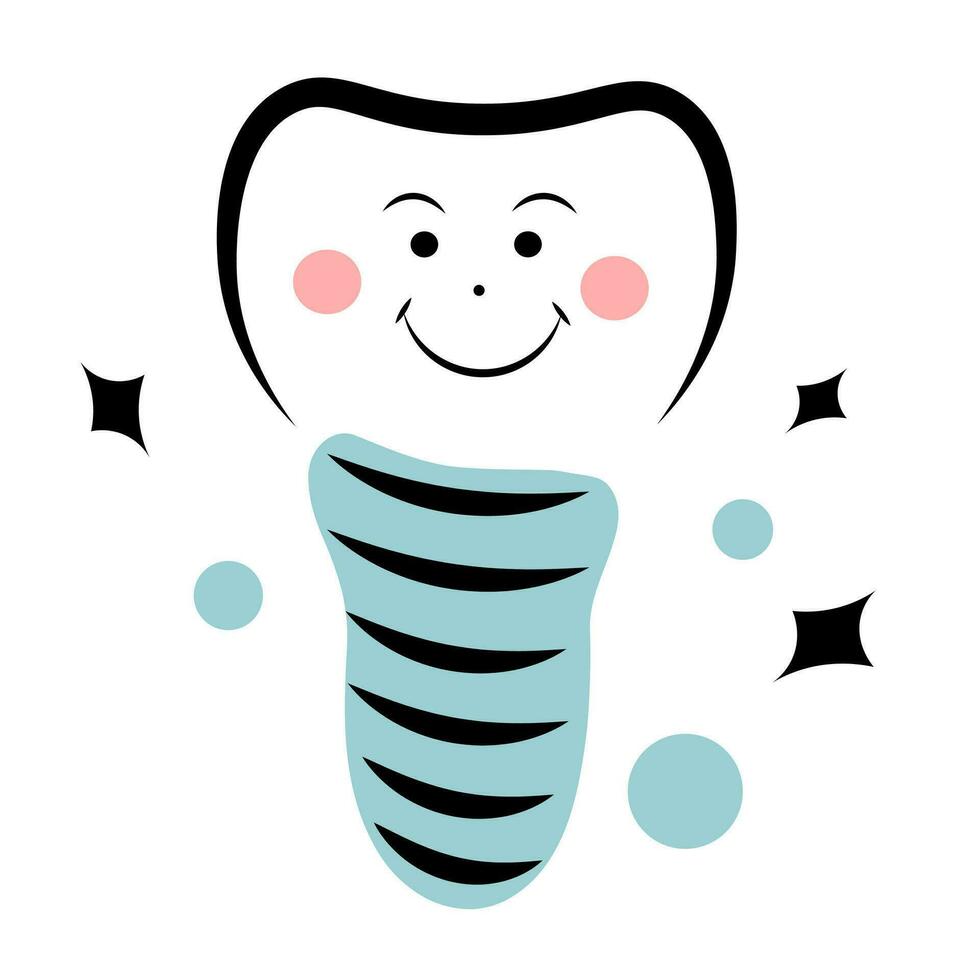 Funny dental implant with a smile vector