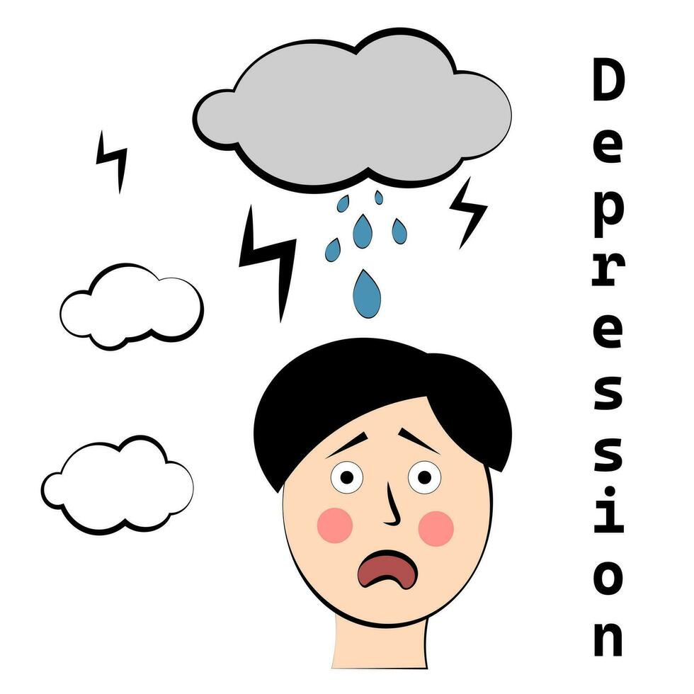 Sad man with clouds over the head vector