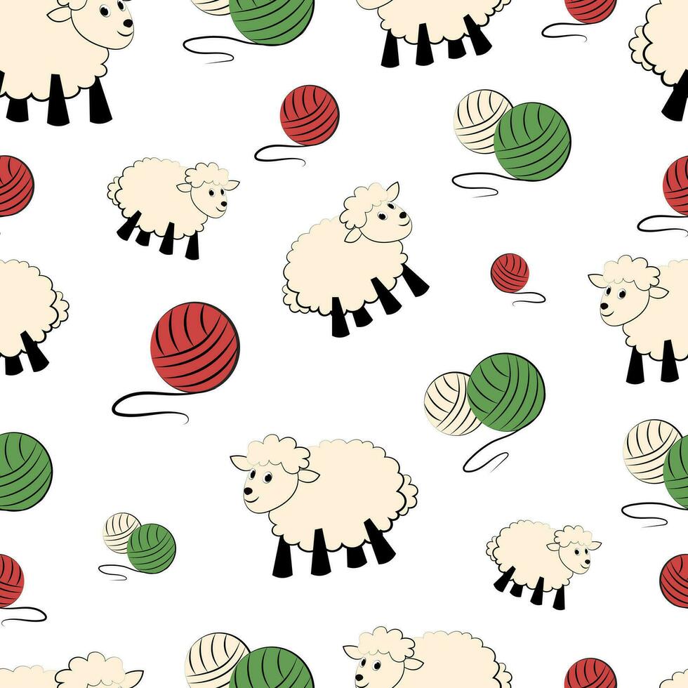 Seamless Patern with sheep on a white background vector