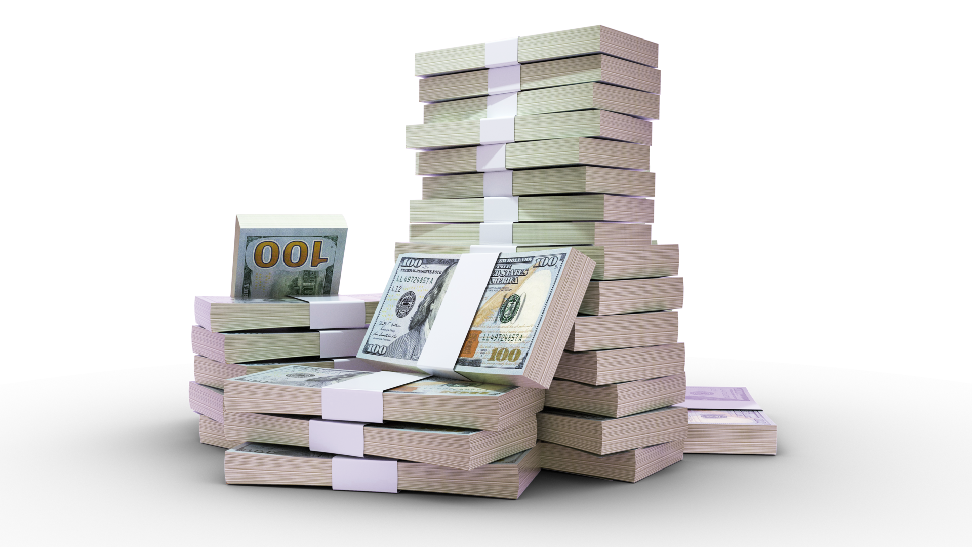 Stacks Of 100 US Dollar Notes On Top Of Pedestal Money On Transparent stacks-of-100-us-dollar-notes-on-top-of-pedestal-money-on-transparent