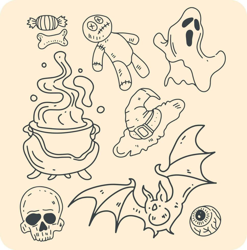 halloween line set design for templates vector