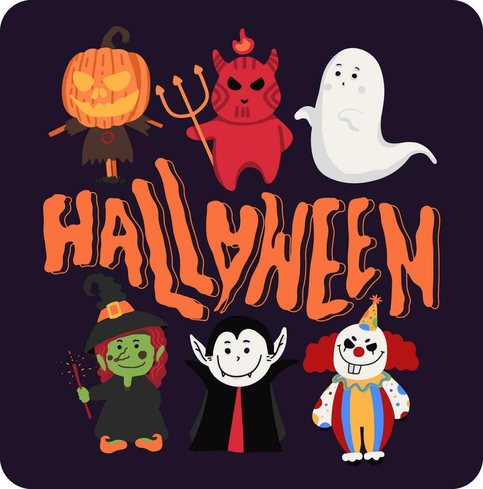 monster set design of halloween vector