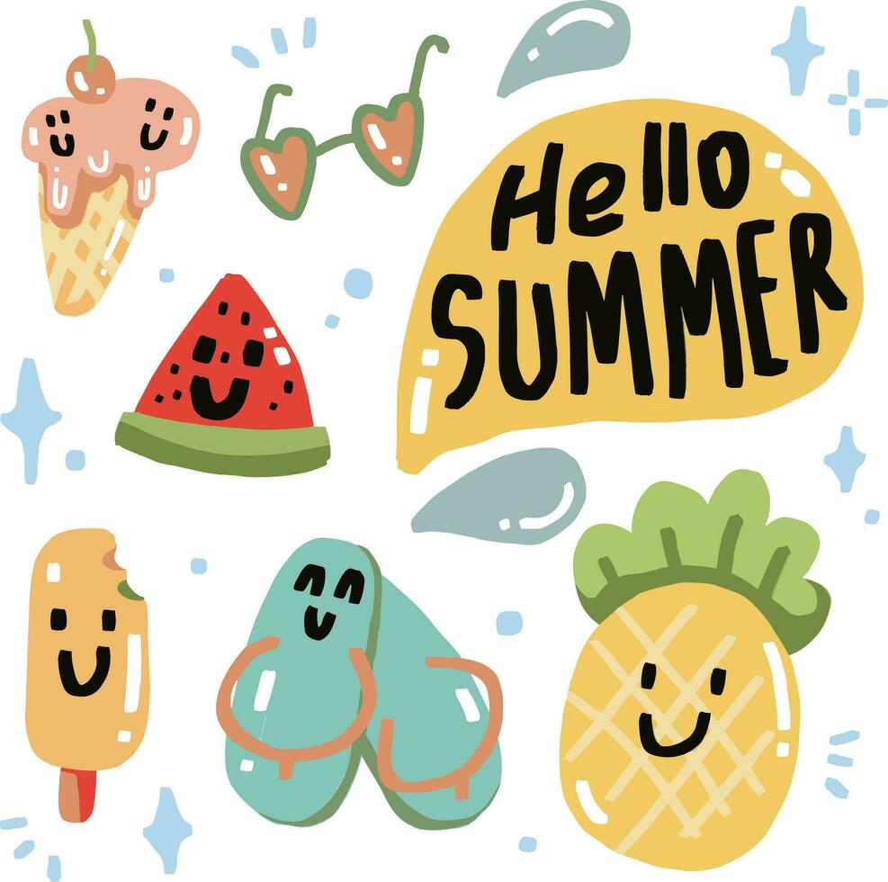 set of summer design for templates vector