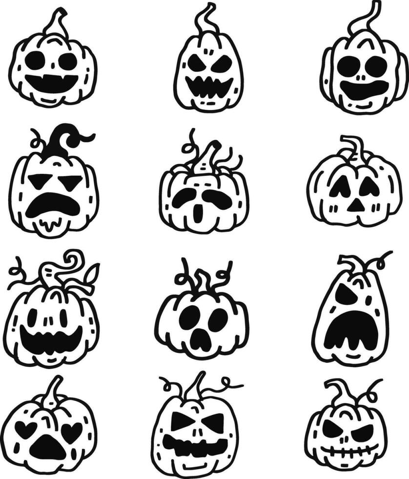 set of devil pumpkin of halloween vector
