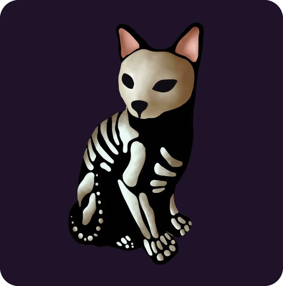 cat skull of halloween vector