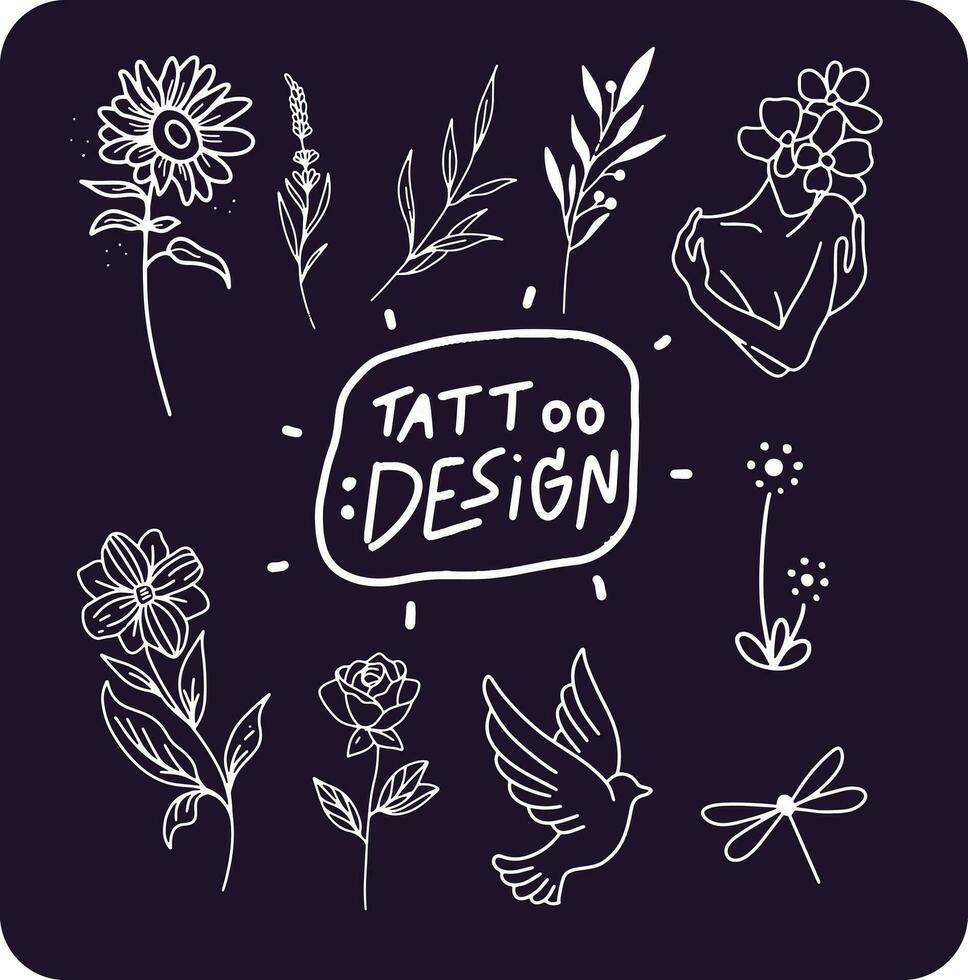linda garabatear y tatuaje diseño vector