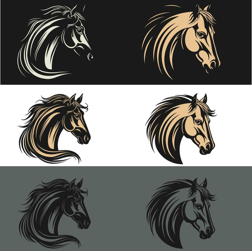 caballo cabezas vector logo ilustración