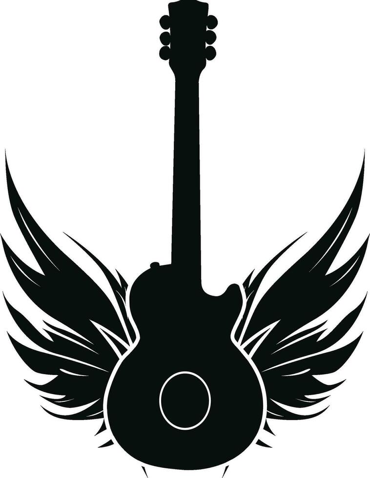 vector silueta de un eléctrico guitarra con alas aislado en blanco antecedentes