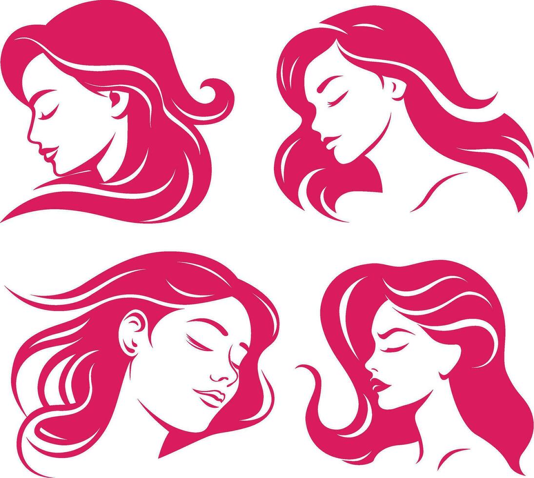 Vector logo illustration of women sleeping in different poses isolated on white background