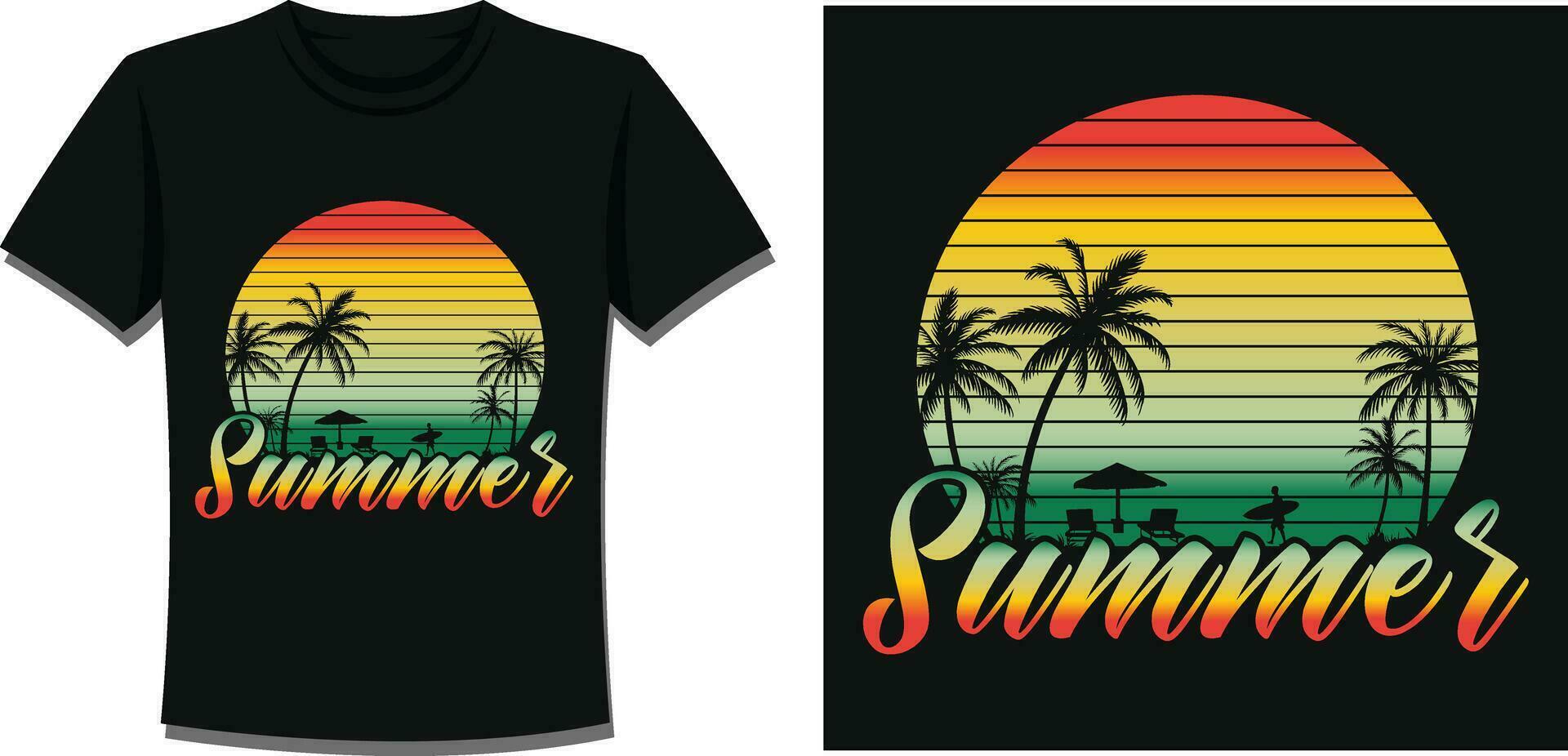 Clásico puesta de sol en 70s Años 80 estilo. regular retro puesta de sol conjunto.circular degradado fondo.verano t camisa diseño elemento. vector ilustración, plano