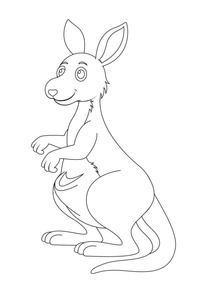 negro y blanco canguro dibujos animados personaje vector. colorante página de un canguro vector