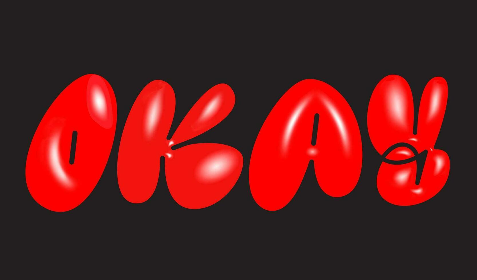 3d inflated text okay with red color vector