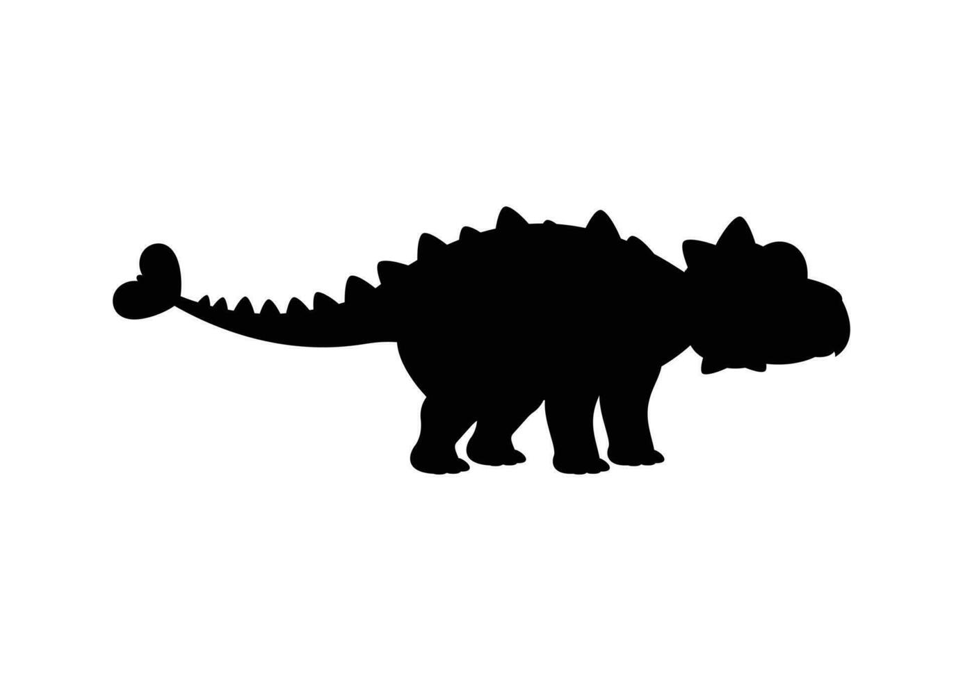 Ankylosaurus Dinosaur Silhouette Vector Isolated on White Background