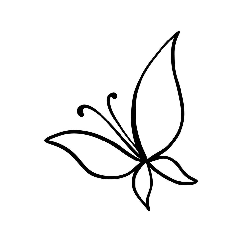 Butterfly line art. Simple minimal butterfly line tattoo icon logotype vector