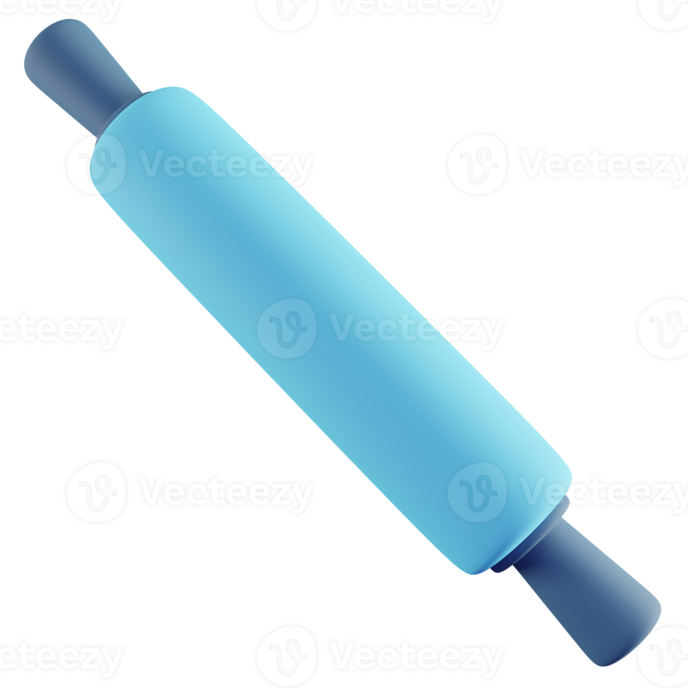 3D Illustration of Blue Rolling Pin png