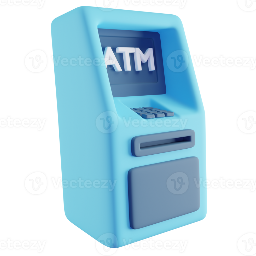 3D Illustration of Blue ATM Machine png