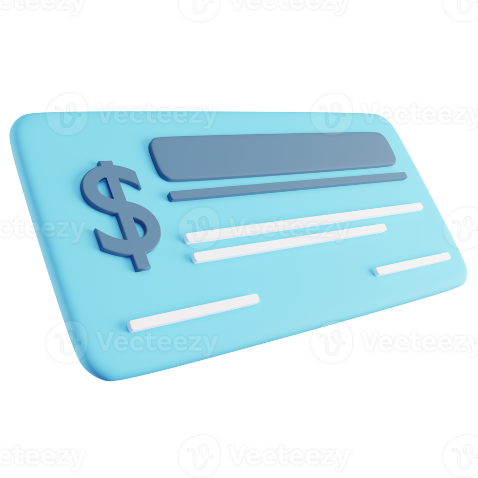 3D Illustration of Blue Cheque png