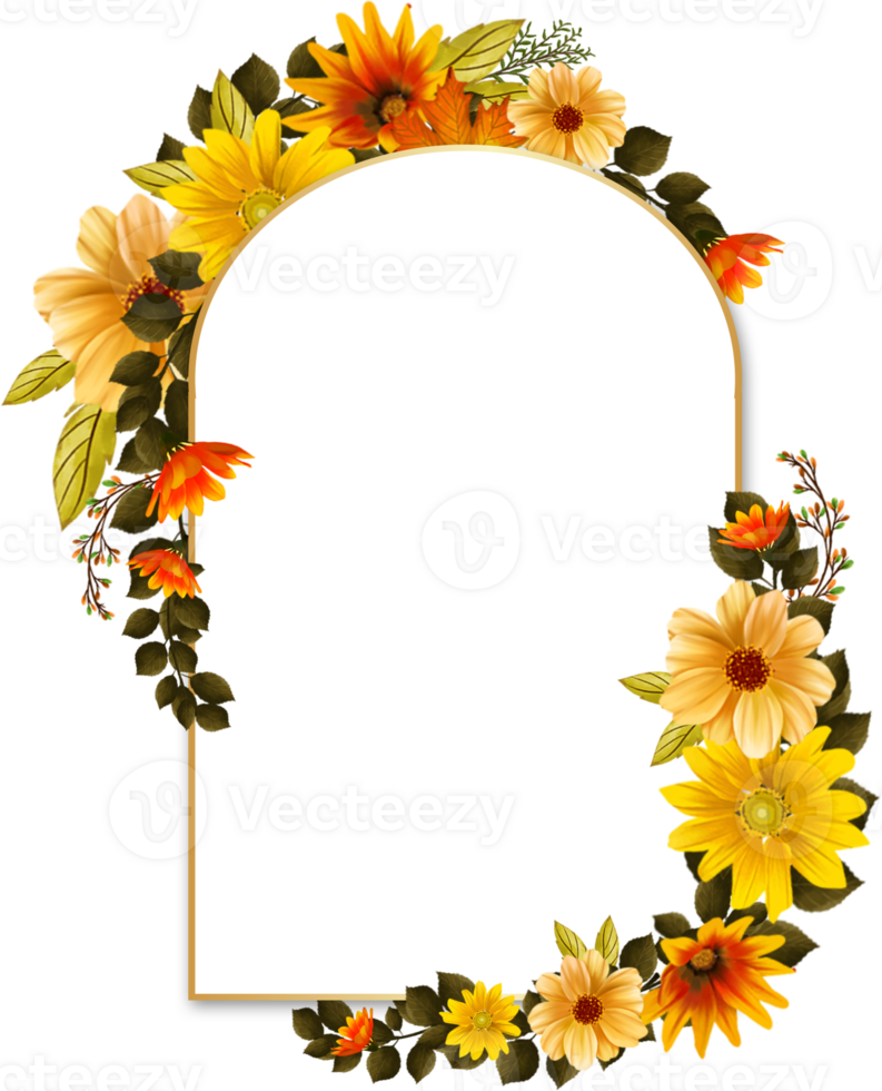 Yellow Autumn Rustic Floral Frame png