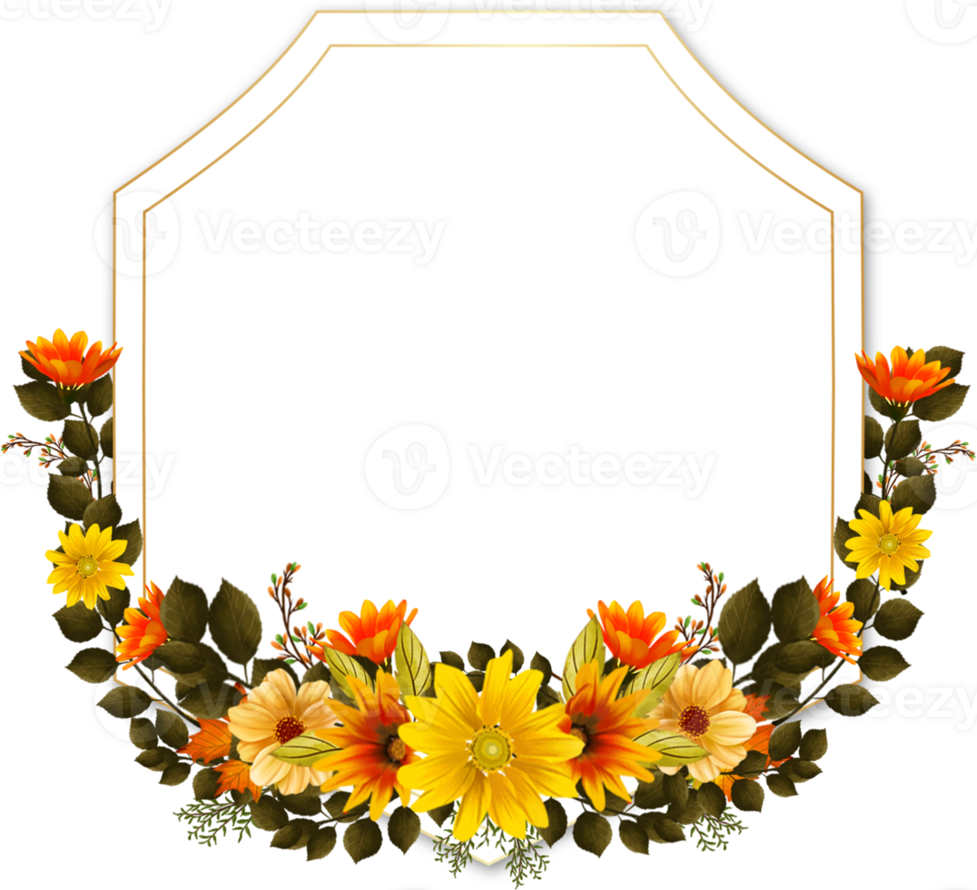 Yellow Autumn Rustic Floral Frame png