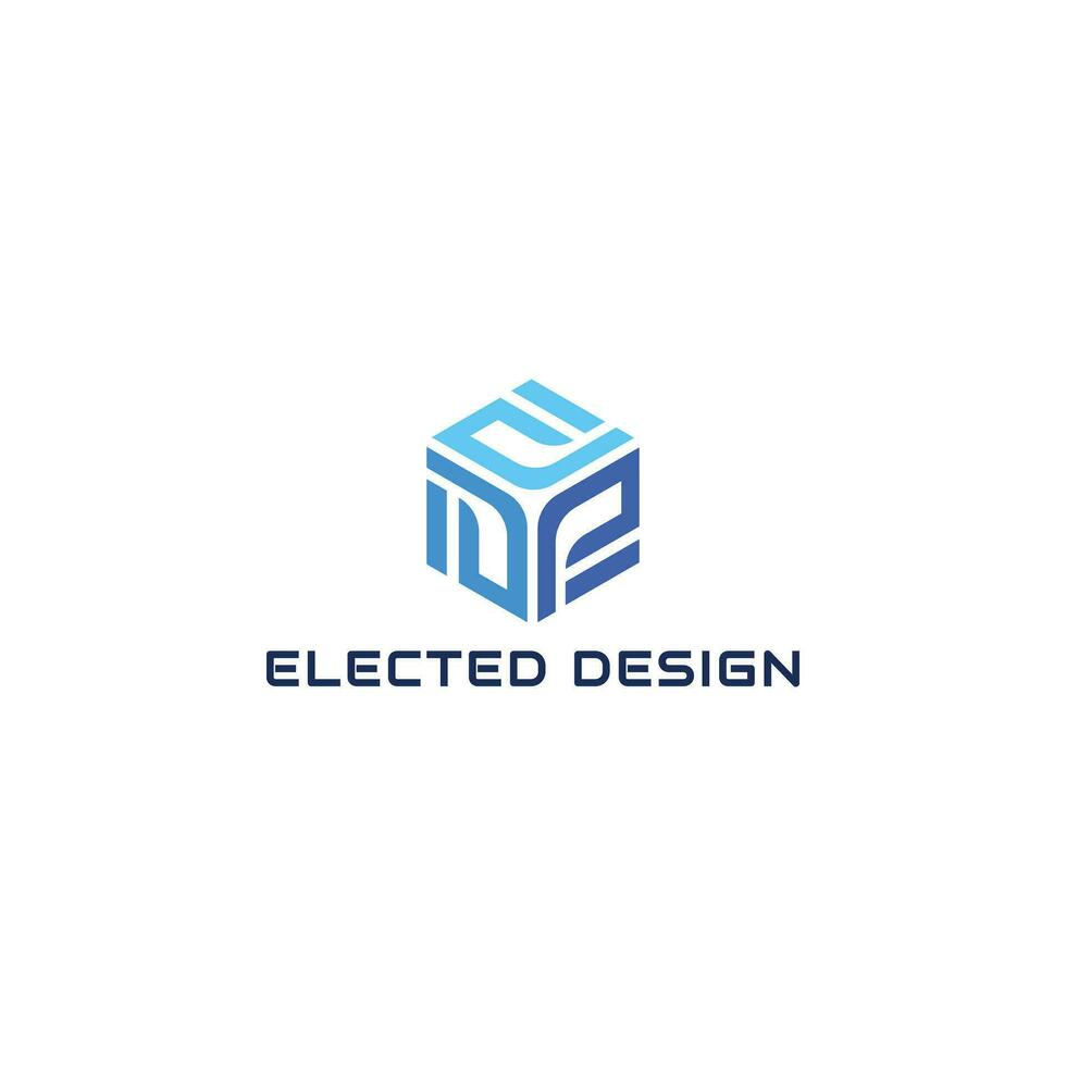 resumen inicial letra ed o Delaware logo concepto con hexagonal forma en azul color aislado en un blanco antecedentes. resumen letra ed logo aplicado para moderno Internet y tecnología logo diseño vector