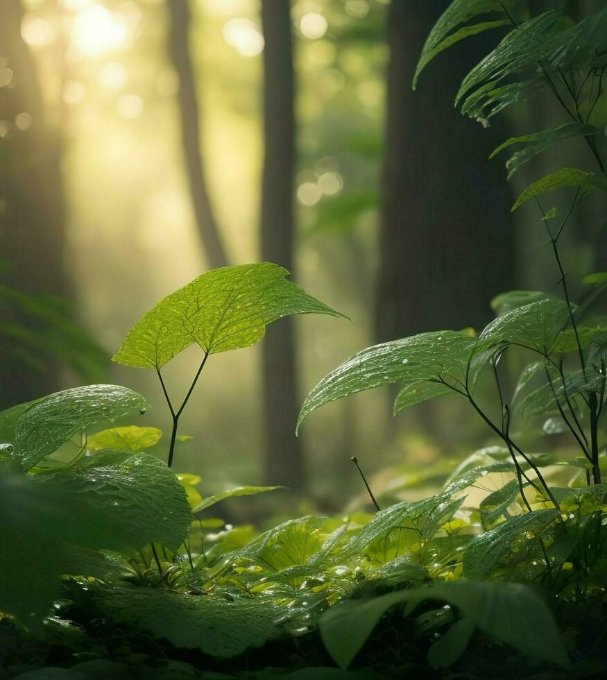 ai generado. ai generativo - amanecer tranquilo tapiz - delicado detalles de de la naturaleza despertar foto